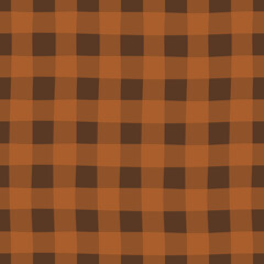 Classic checkered plaid purple seamless pattern. Kitchen towel fabric print template. Simple doodle hand drawn vector background.