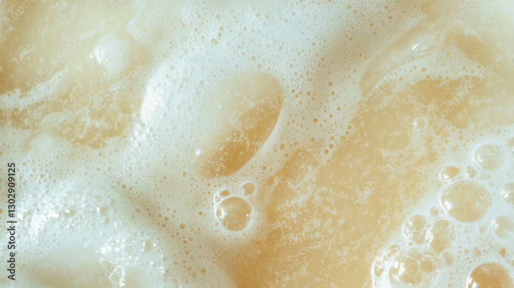 Poster close up of elegant coconut texture with foam and bubbles for natural design