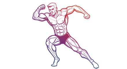 Muscular Man Bodybuilder Vector Illustration