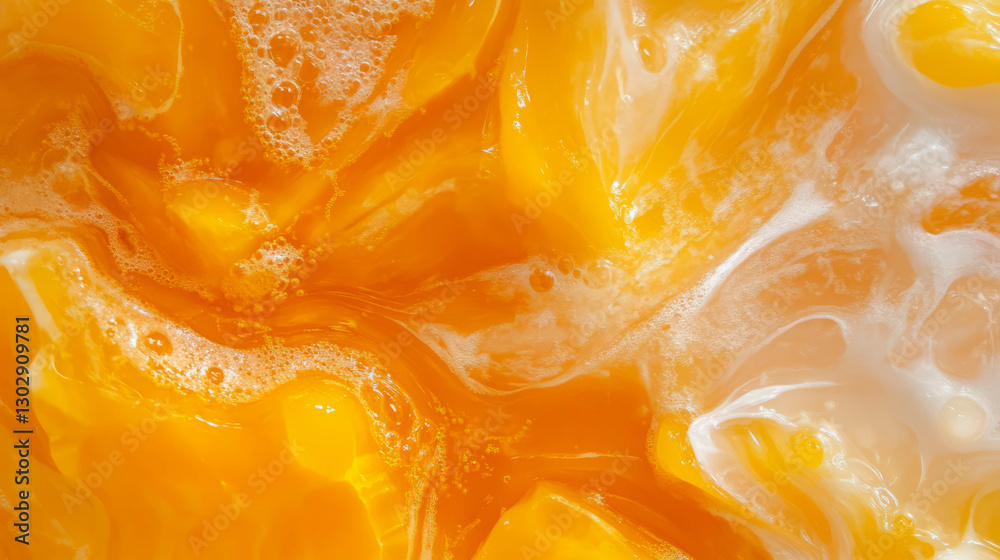 Poster elegant and clean texture of close-up mango soda for refreshing beverage design