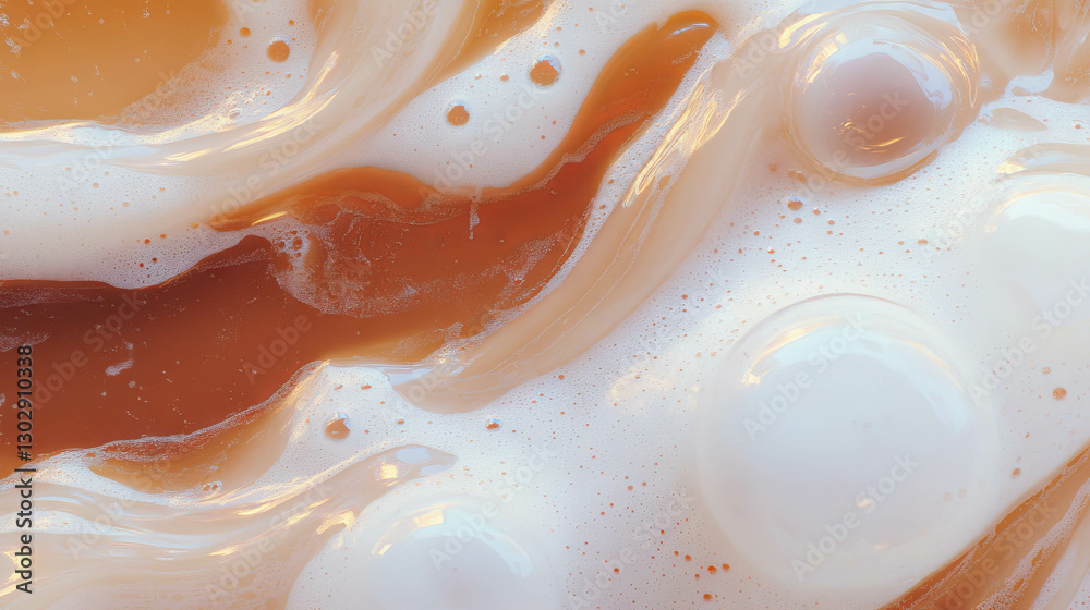 Poster elegant close-up texture of root beer with abstract swirls