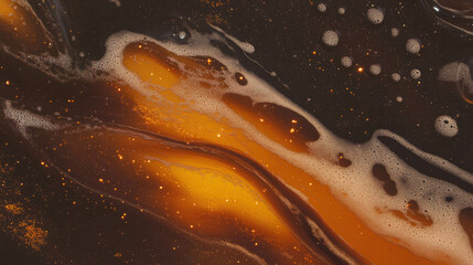 Elegant and clean texture of root beer with bubbles and swirls for beverage design