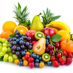Vibrant fresh fruits, Colorful fruit assortment, Tropical fruit display, Healthy eating, Fruit bowl arrangement