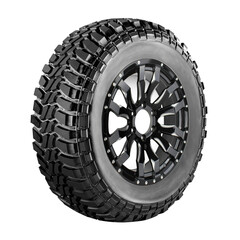 Offroad tire and wheel , car tire isolated on white background.