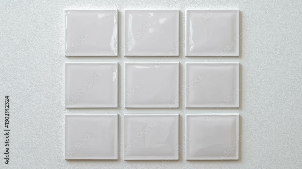 Poster minimalist grid of nine small white frames for modern design arrangement