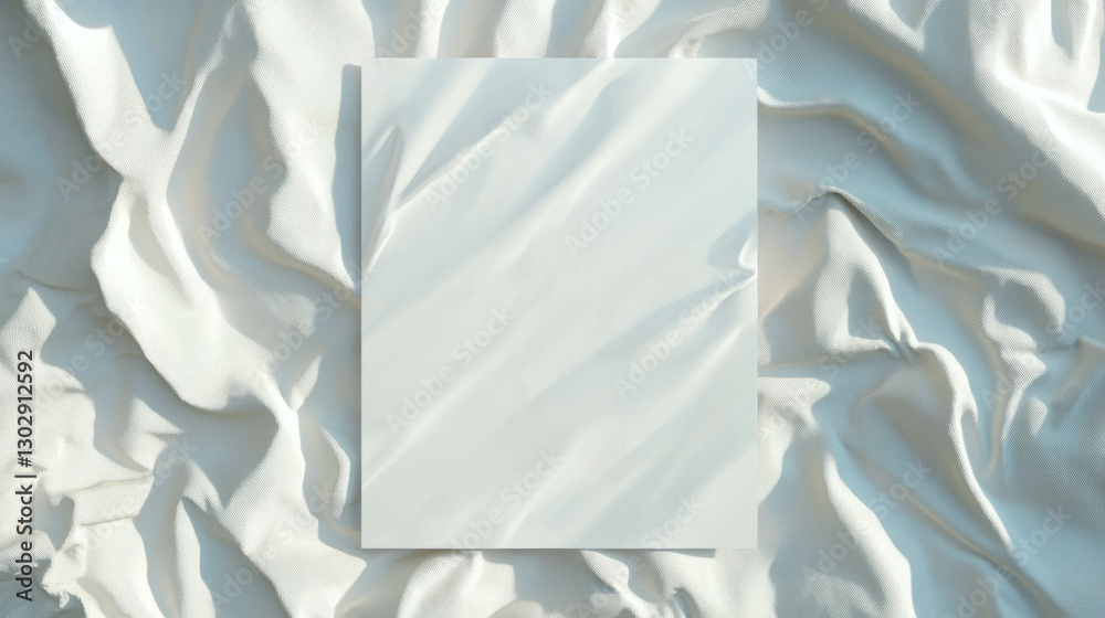 Aufkleber Elegant white frame over fabric background for design display