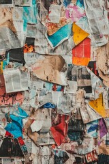 Fototapeta premium Torn posters aged colorful textured interesting background.
