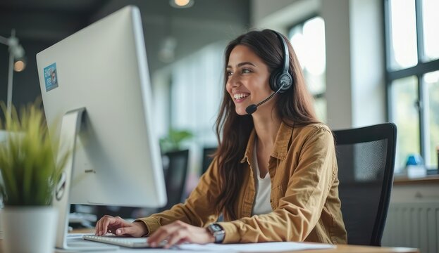 focused indian call center worker providing assistance