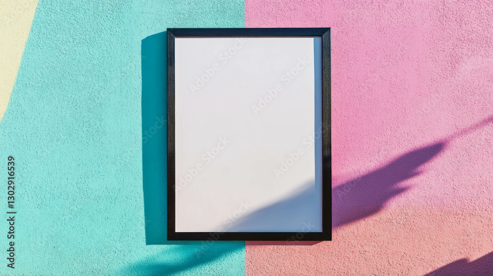 Poster colorful abstract background with wooden frame for art and design