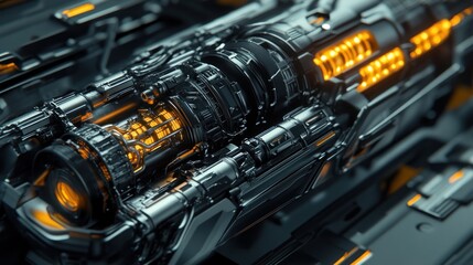 Fototapeta premium Futuristic Engine: A Close-Up of a Complex Mechanical System