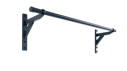 Black metal wall mounted clothes rod.