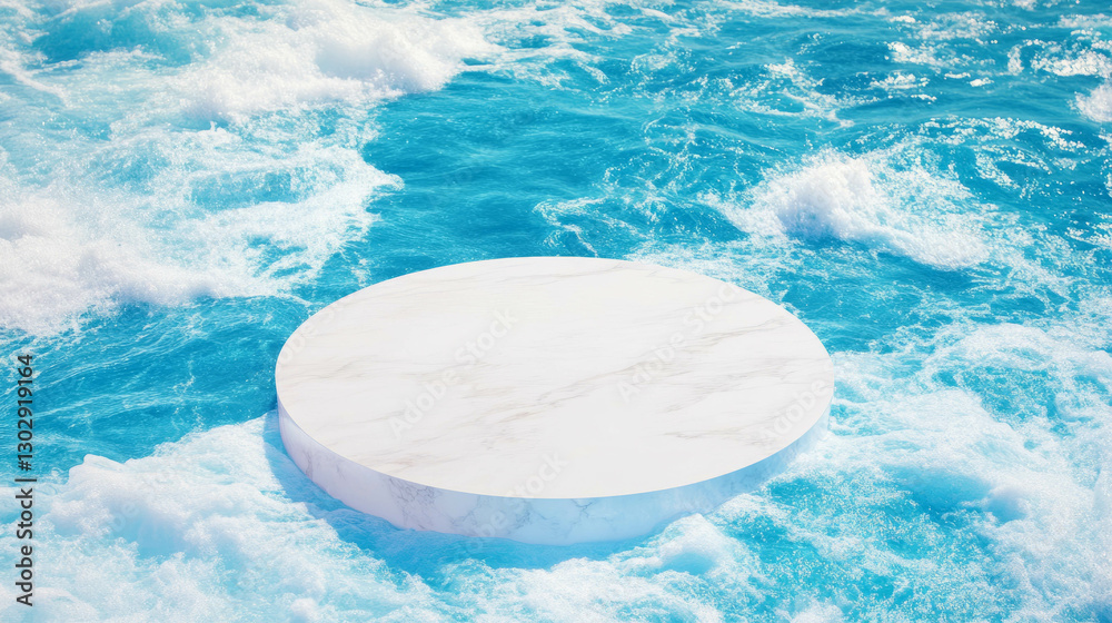 Aufkleber marble podium surrounded by ocean waves for product display and design