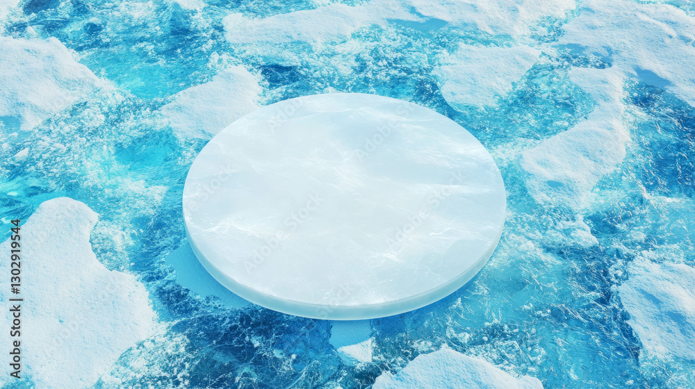 Aufkleber white circular podium on textured blue surface for product display or presentation