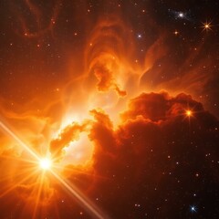 Fiery Cosmic Nebula with Radiant Starburst