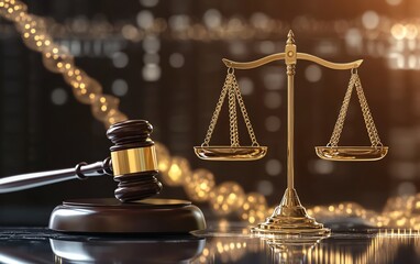 Illustration of the golden scales of justice weighing ethical dilemmas in biolaw