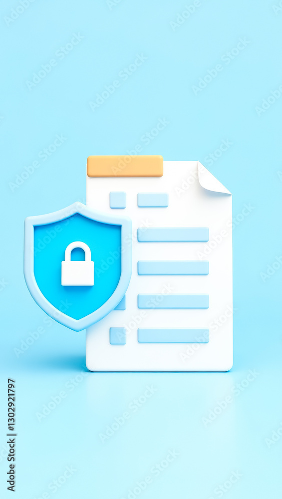 Poster digital document with security shield and lock