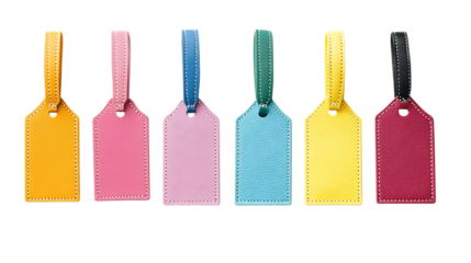 Colorful leather luggage tags collection