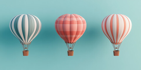 Fototapeta premium Colorful Hot Air Balloon Floating Gracefully in the Sky, Perfect for a Travel-Inspired Background