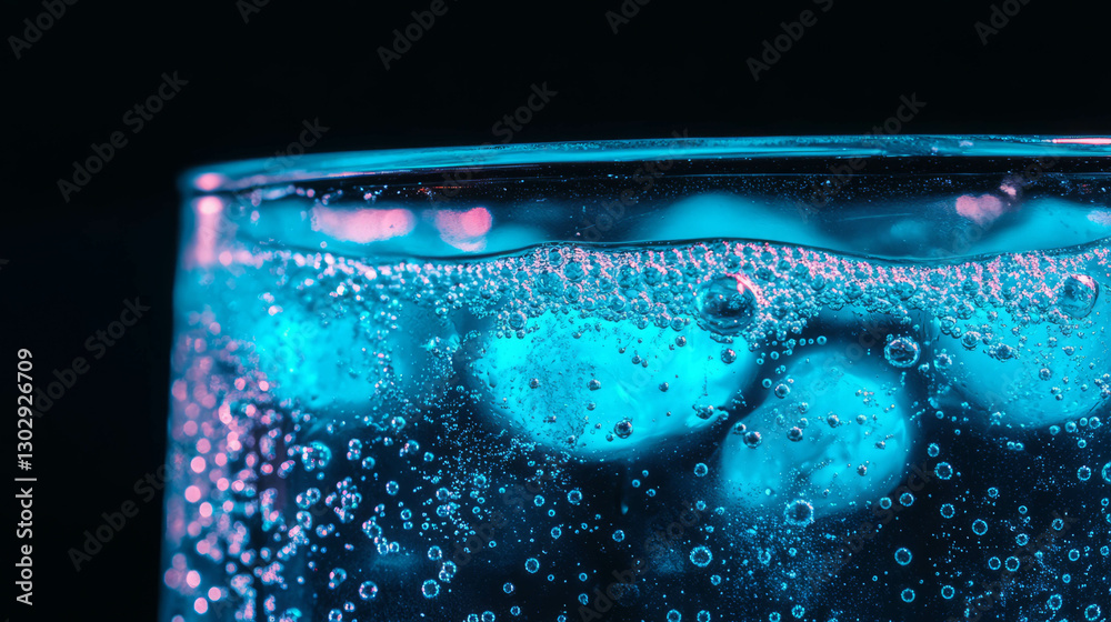 Poster blue raspberry soda bubble texture for creative design