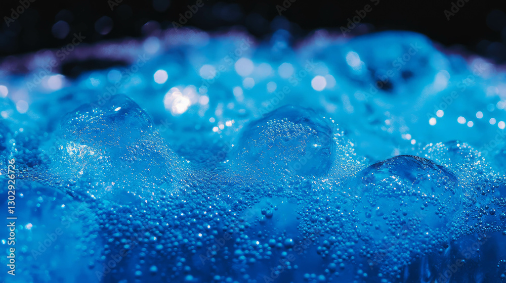 Poster vibrant blue raspberry soda texture with bubbles for creative design