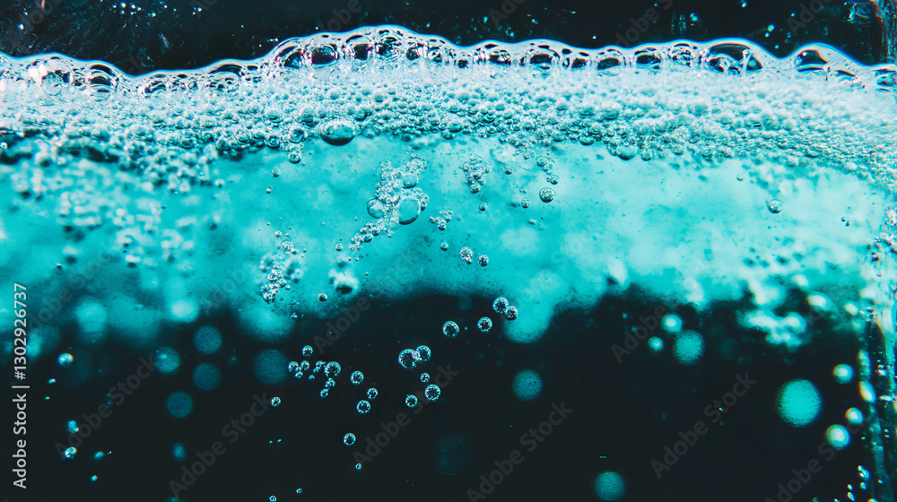 Aufkleber vibrant blue raspberry soda with bubbles for beverage design and texture background