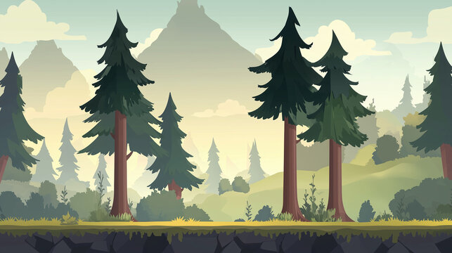 Cartoon Forest Game Background Pack