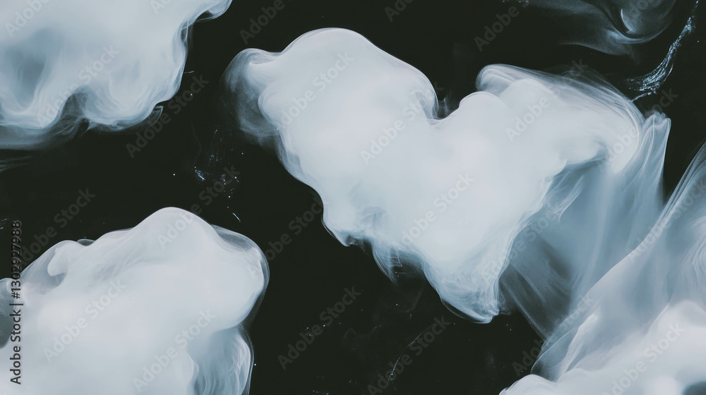 Poster Abstract overlay texture of soft cloud shapes on dark background for creative design