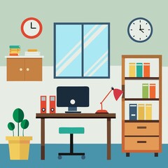 vector illustration of office furniture isolated with white background