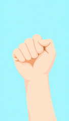 clenched fist symbolizing strength and resolve.