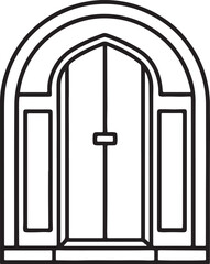 door line art, black outline, vector and illustration, coloring book page line art drawing