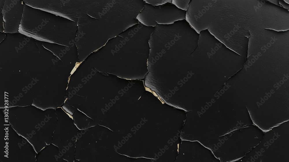 Poster rustic texture of cracked black paint on concrete wall for artistic background design