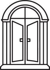 door line art, black outline, vector and illustration, coloring book page line art drawing