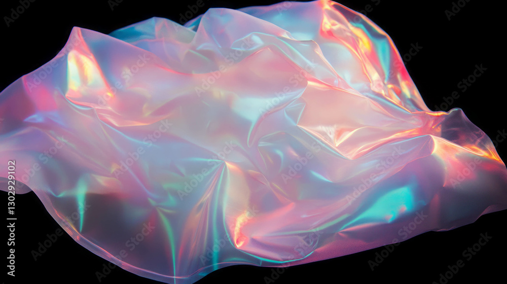 Poster iridescent crumpled cellophane overlay texture for creative design and backgrounds