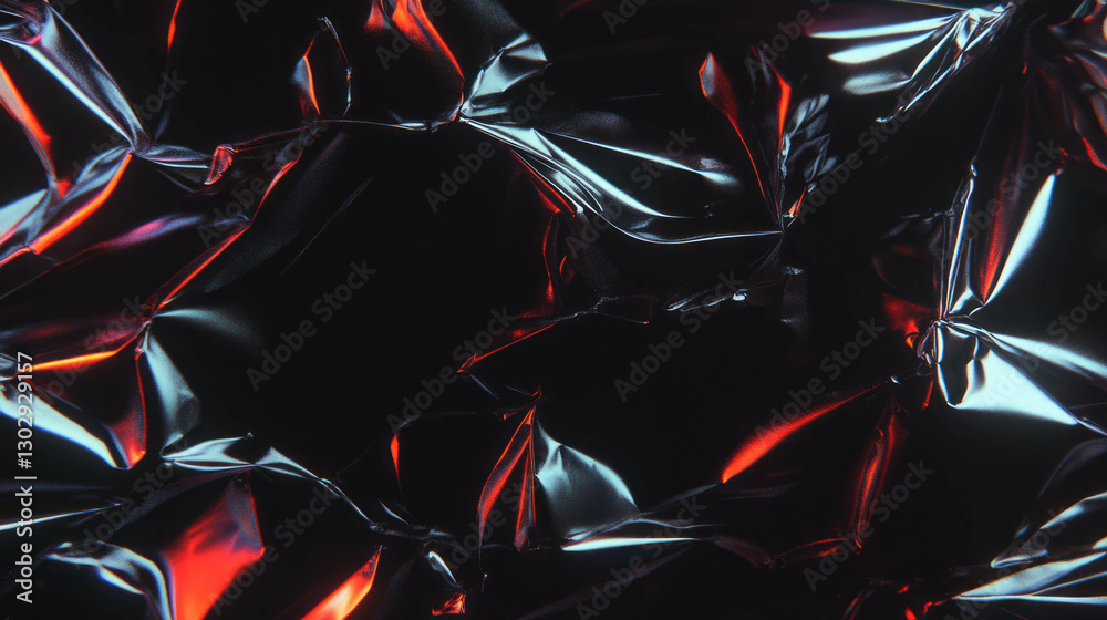 Poster abstract crumpled metal foil texture with reflective sharp details for design