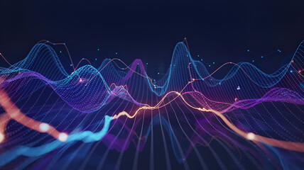 Futuristic Data Visualization - AI Big Data Analytics & Digital Waves