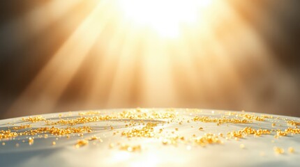 Sunlit surface sparkles with tiny gold beads, creating a warm, inviting glow for your next project.