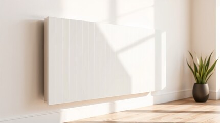 Infrared Wall Heating Panel in a Bright Room, Natural Tones