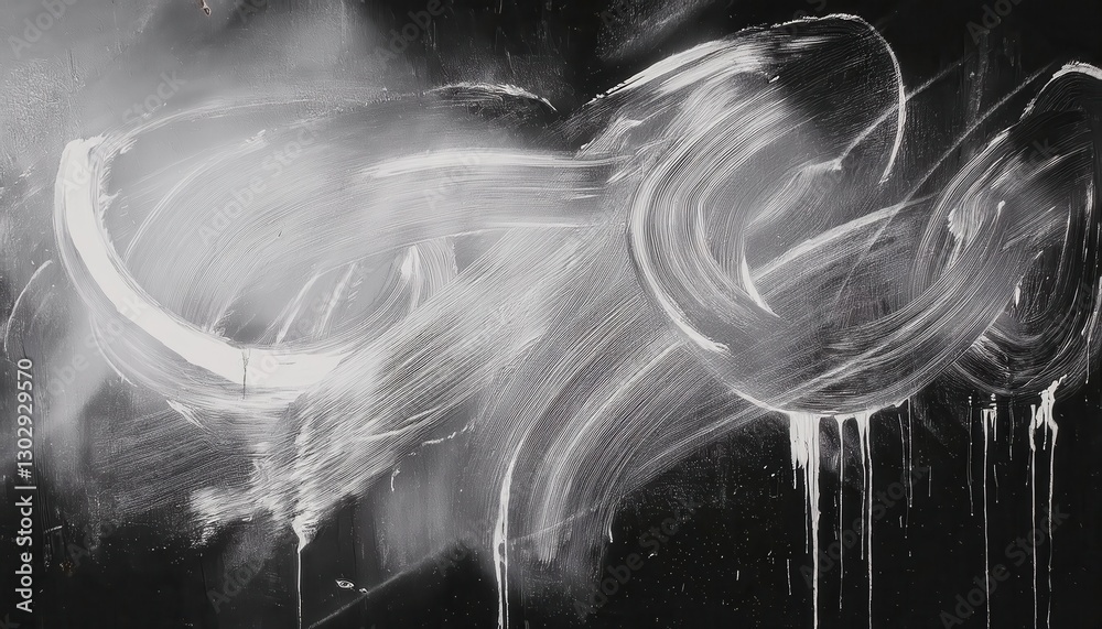 Poster monochrome abstract brushstroke texture with dynamic black and white paint swirls on canvas, perfect