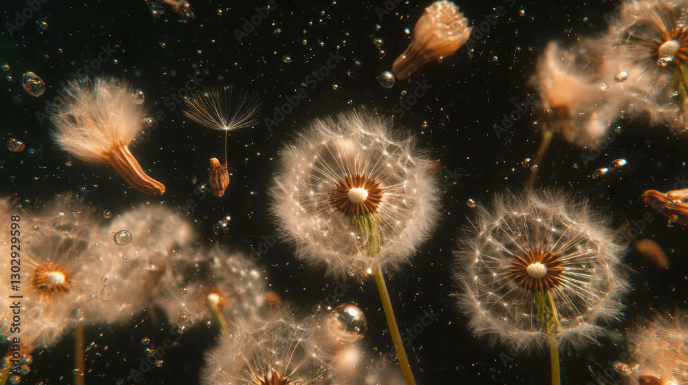 Poster dreamy dandelion and burdock soda overlay for creative design projects