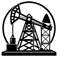 Minimalist Oil Drill Silhouette Vector Icon Clean White Background.