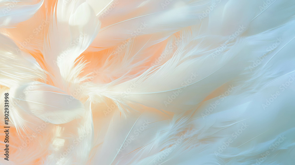 Poster delicate bird feather texture with soft pastel overlay for artistic design