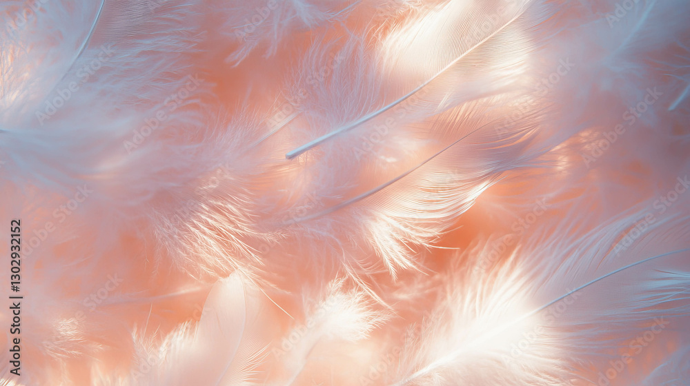 Poster delicate bird feathers overlay texture with soft pastel tones for design and decoration