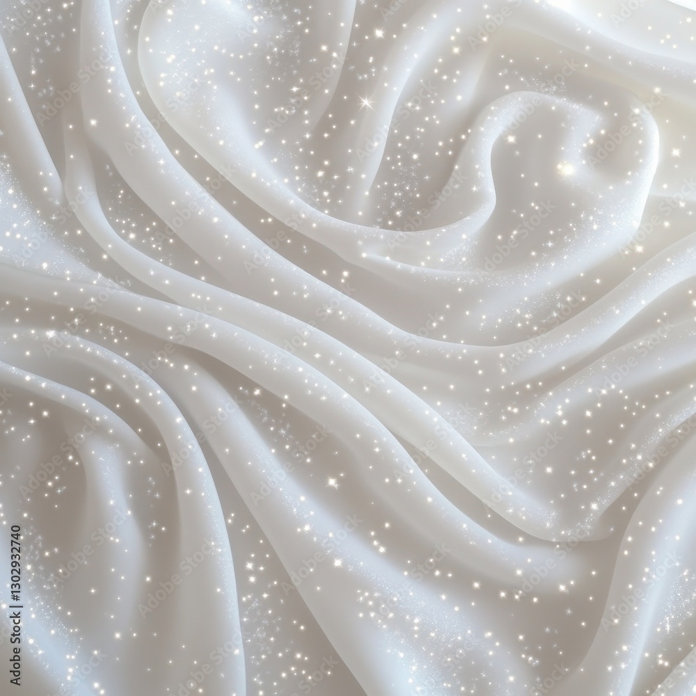 Aufkleber elegant white fabric with sparkling highlights and soft draping folds creates a luxurious texture.