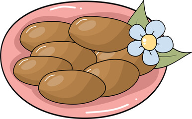 Kurma dates fruit on plate