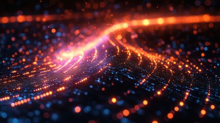 Obraz premium futuristic digital wave with bright technology colors and circuits overlay texture background