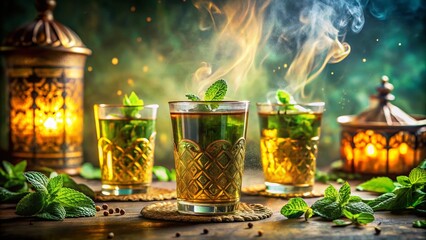 Surreal Moroccan Mint Tea: Floating Teacups & Lush Mint