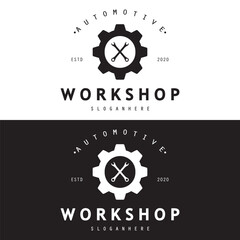 Fototapeta premium Logo for workshop, badge, industrial,service or repair and mechanic, automotive.