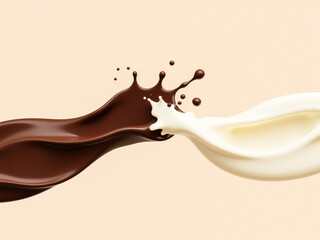 Fototapeta premium dynamic splash of chocolate and milk