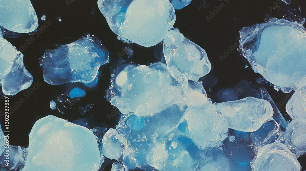Poster intricate patterns of frozen air bubbles in ice for winter design and nature inspiration