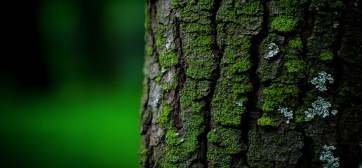 Obraz premium Moss-Covered Tree Trunk Close-Up